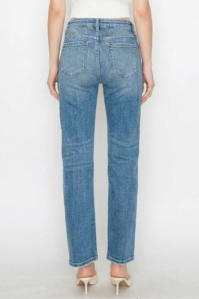 WESTERN DETAILING HIGH RISE STRAIGHT LEG JEANS