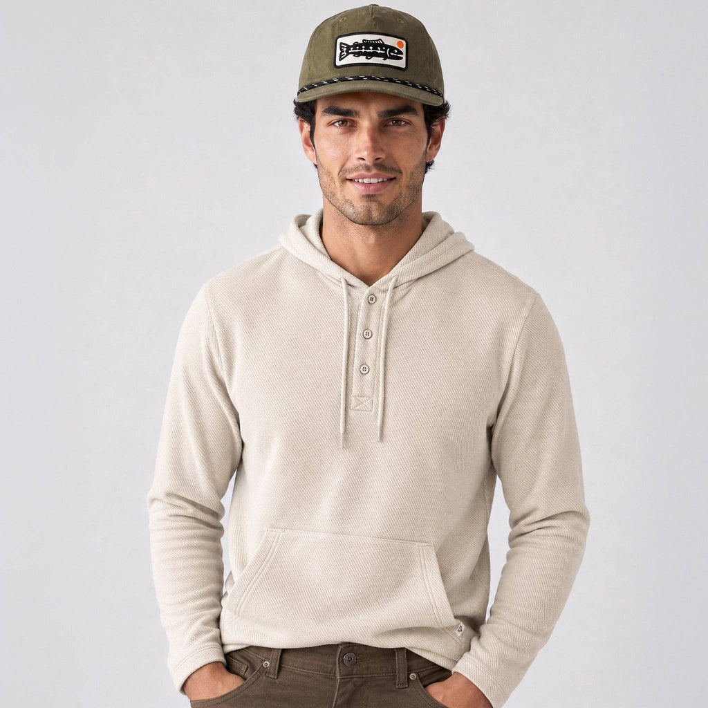 Men's Lichen Stretch Flannel Hooded Henley