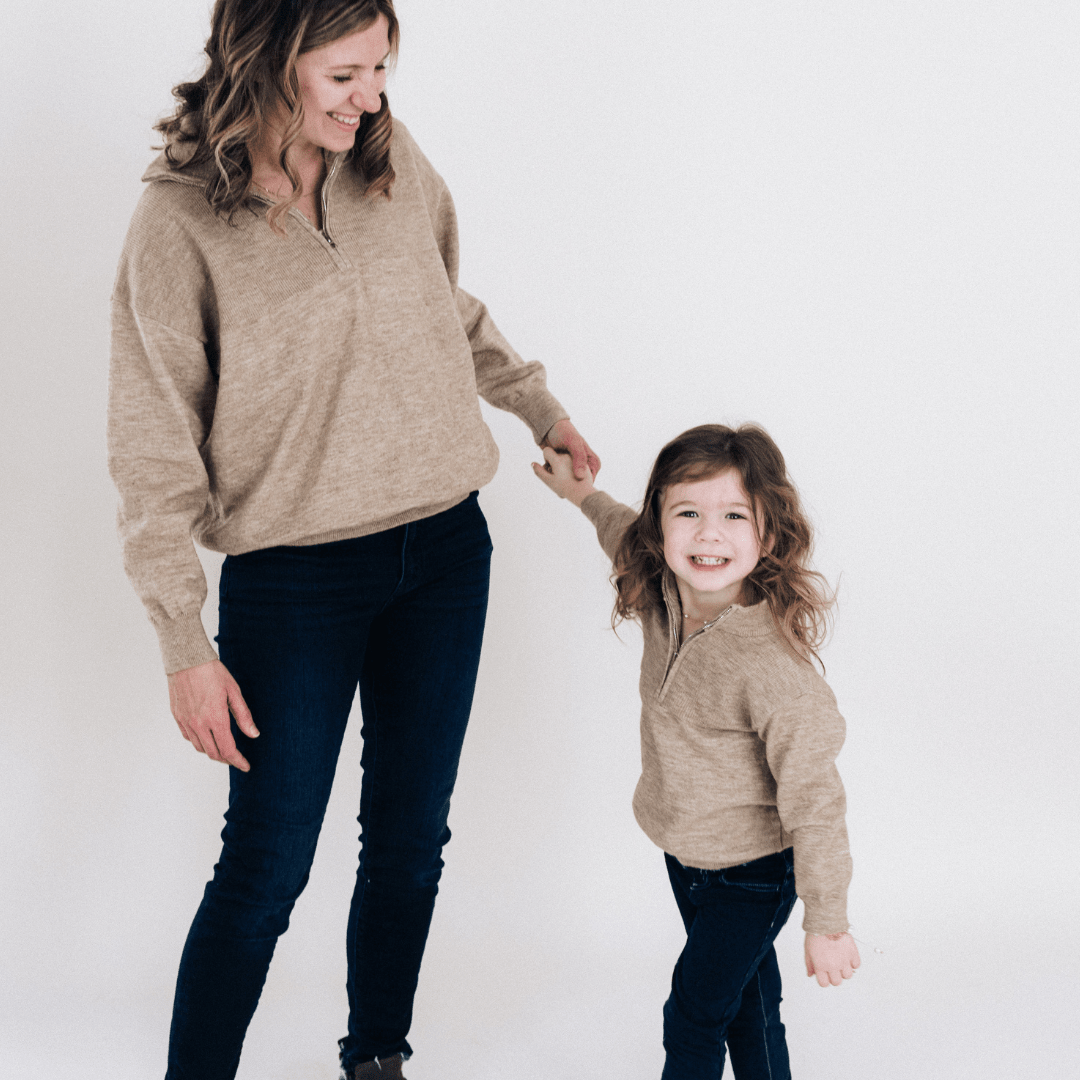 Quarter Zip Sweater Sand - Child