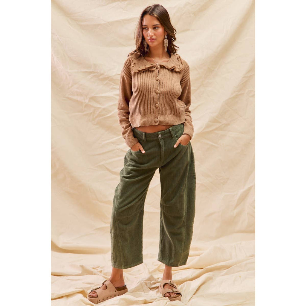MID RISE CORDUROY BARREL PANTS