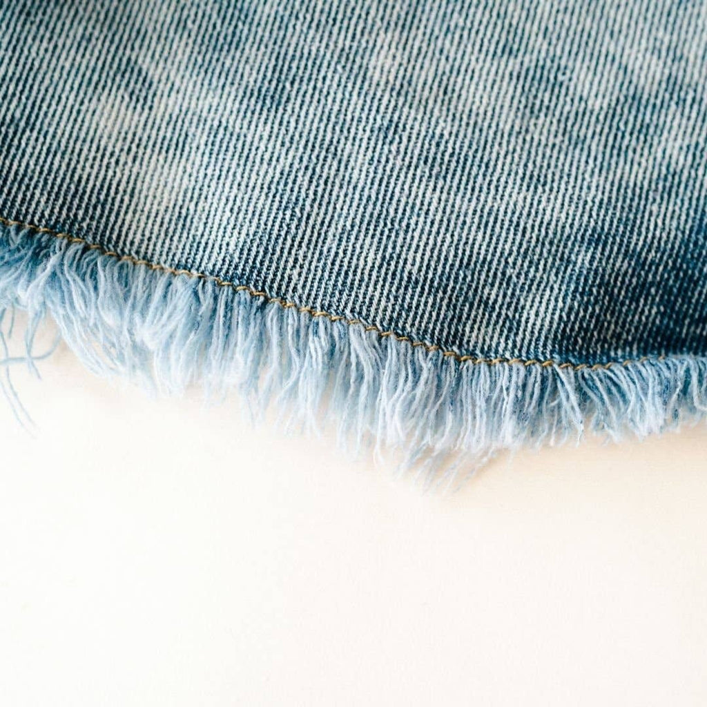Blue Raw Hem Denim Jean Jacket - Women