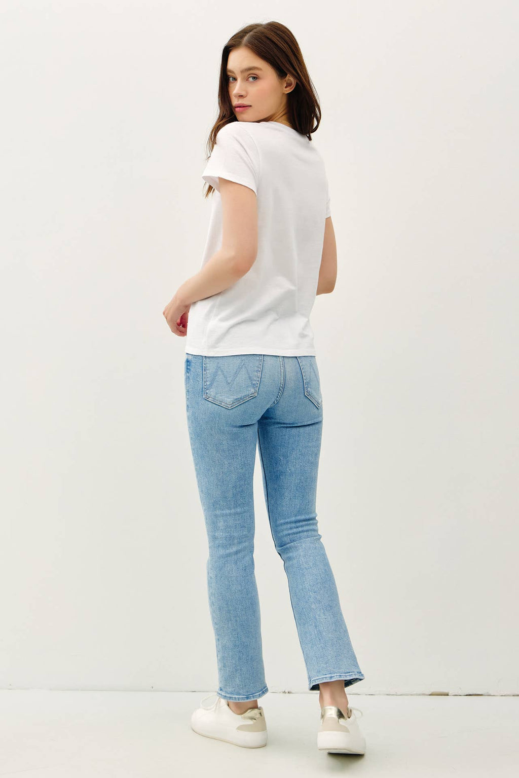 WHITE CLASSIC CUT ACID WASH COTTON T-SHIRT
