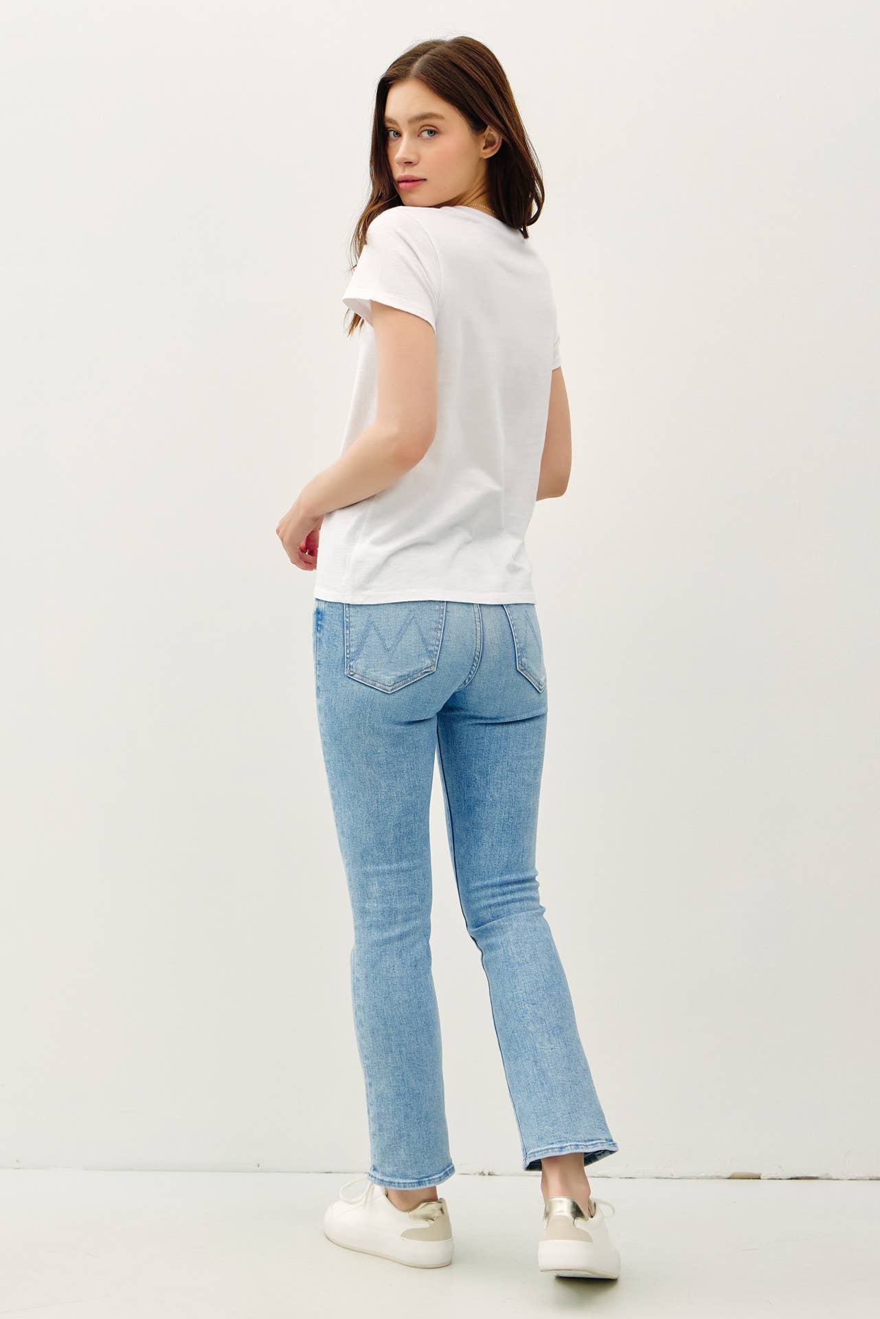 WHITE CLASSIC CUT ACID WASH COTTON T-SHIRT