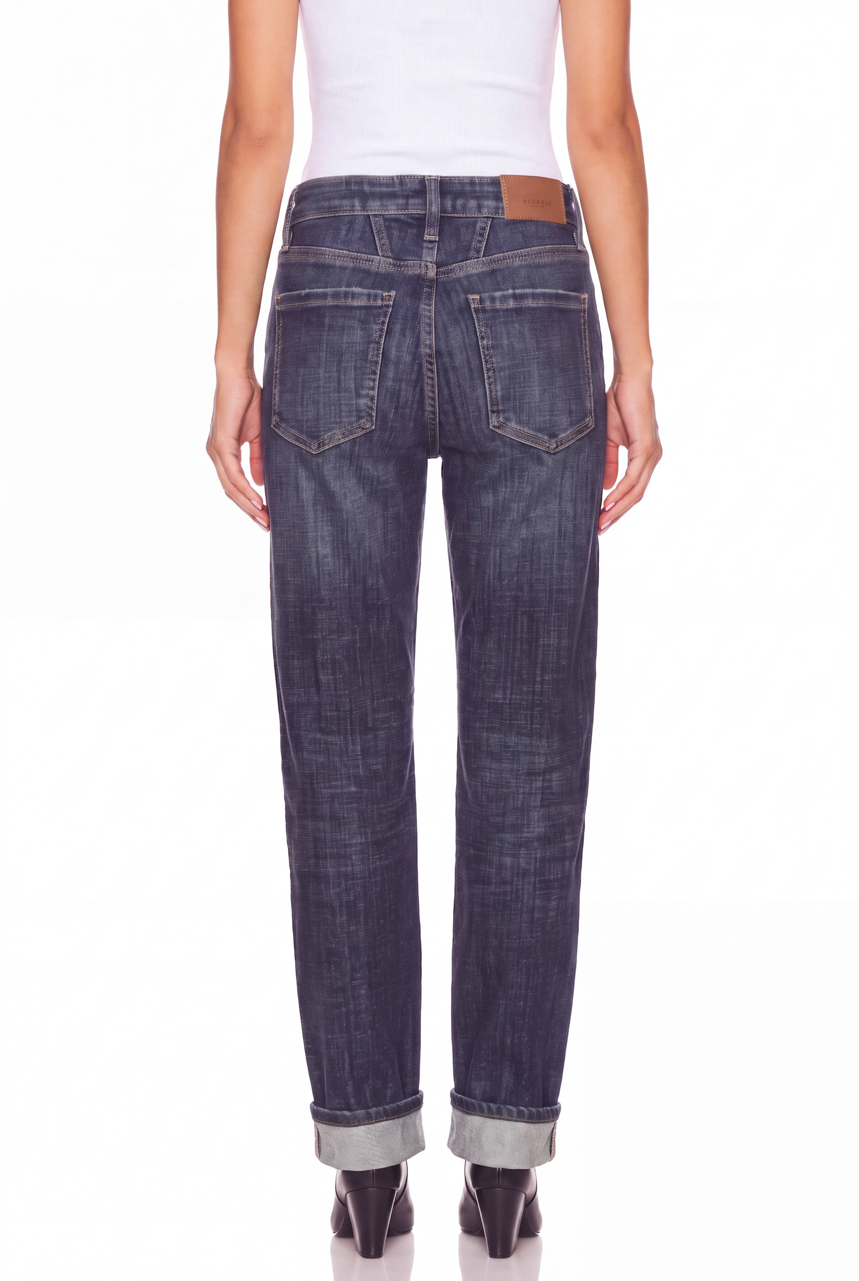 HIGH RISE TUMMY CONTROL WESTERN DETAILING STRAIGHT LEG JEANS