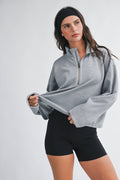 Ribbed Half Zip Cropped Pullover