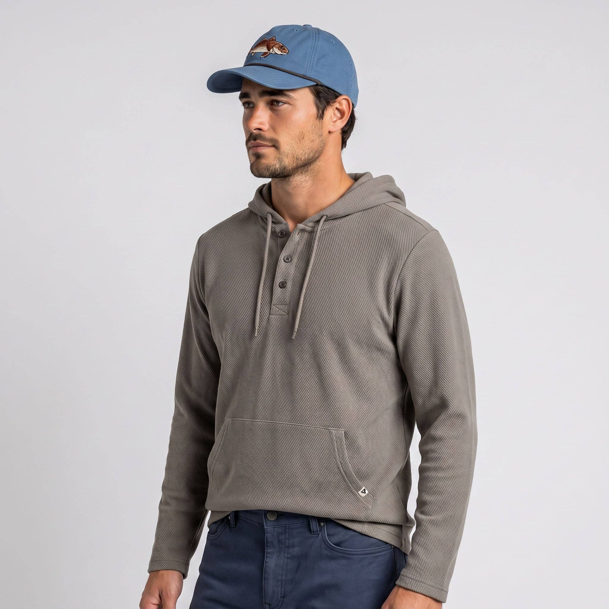 Men's Lichen Stretch Flannel Hooded Henley