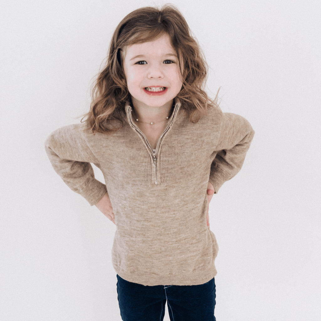 Quarter Zip Sweater Sand - Child