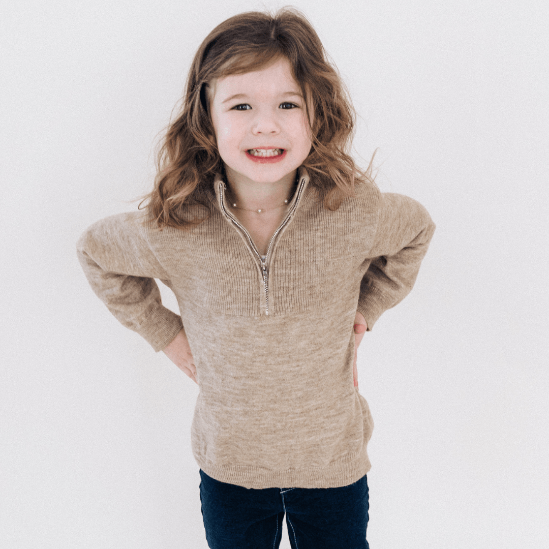 Quarter Zip Sweater Sand - Child