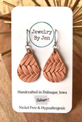 Small Teardrop Earrings: Peach Braided