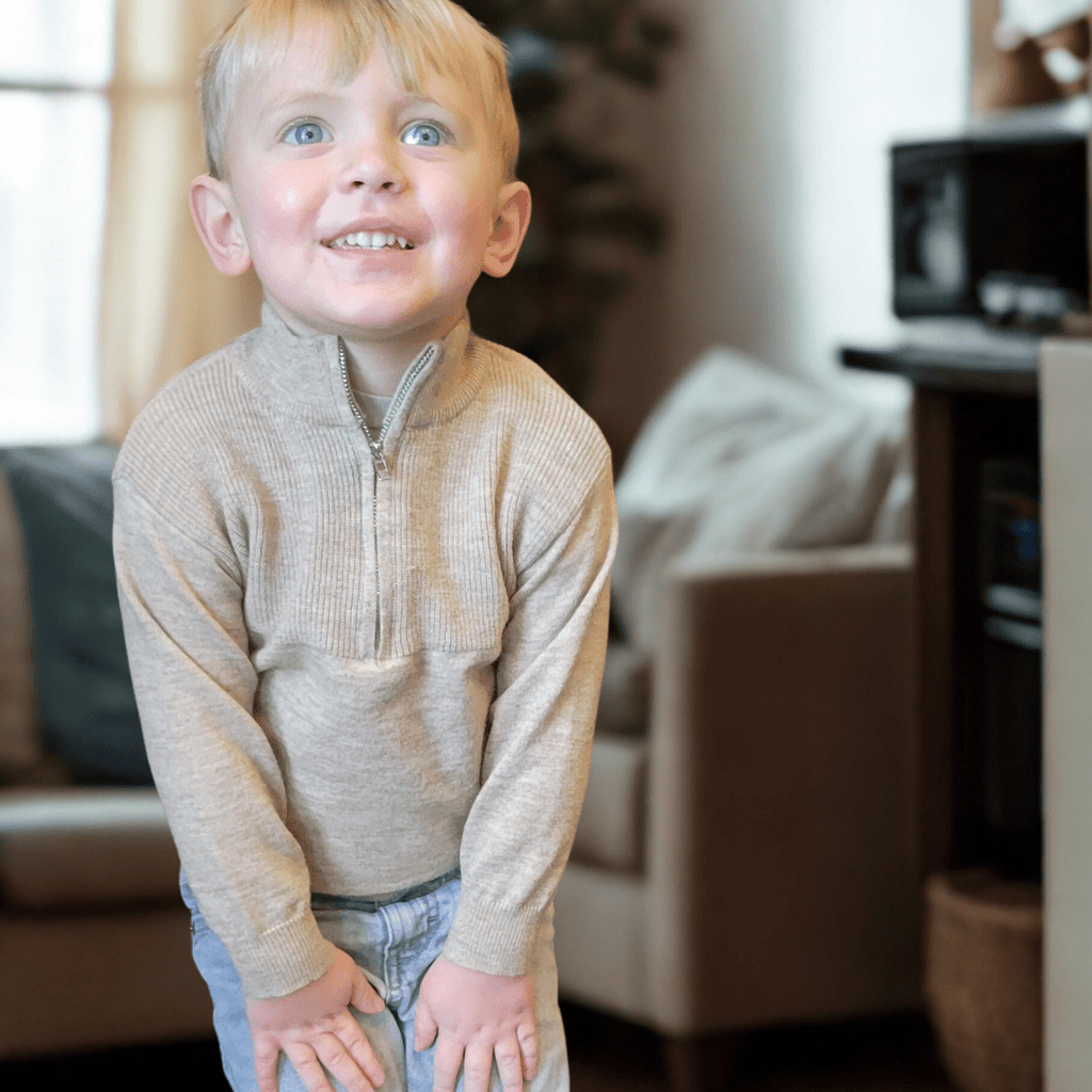 Quarter Zip Sweater Sand - Child