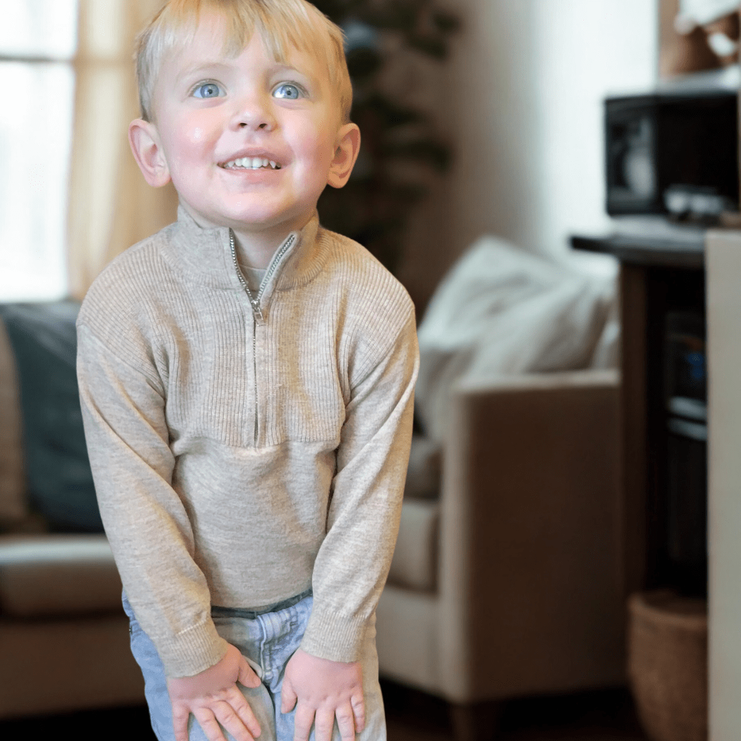 Quarter Zip Sweater Sand - Child