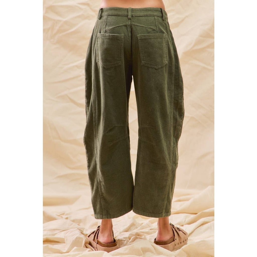 MID RISE CORDUROY BARREL PANTS