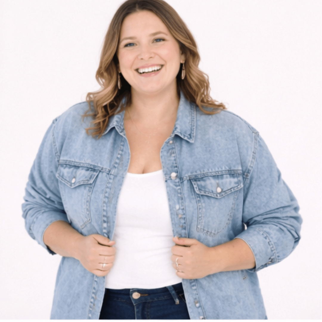 Blue Raw Hem Denim Jean Jacket - Women