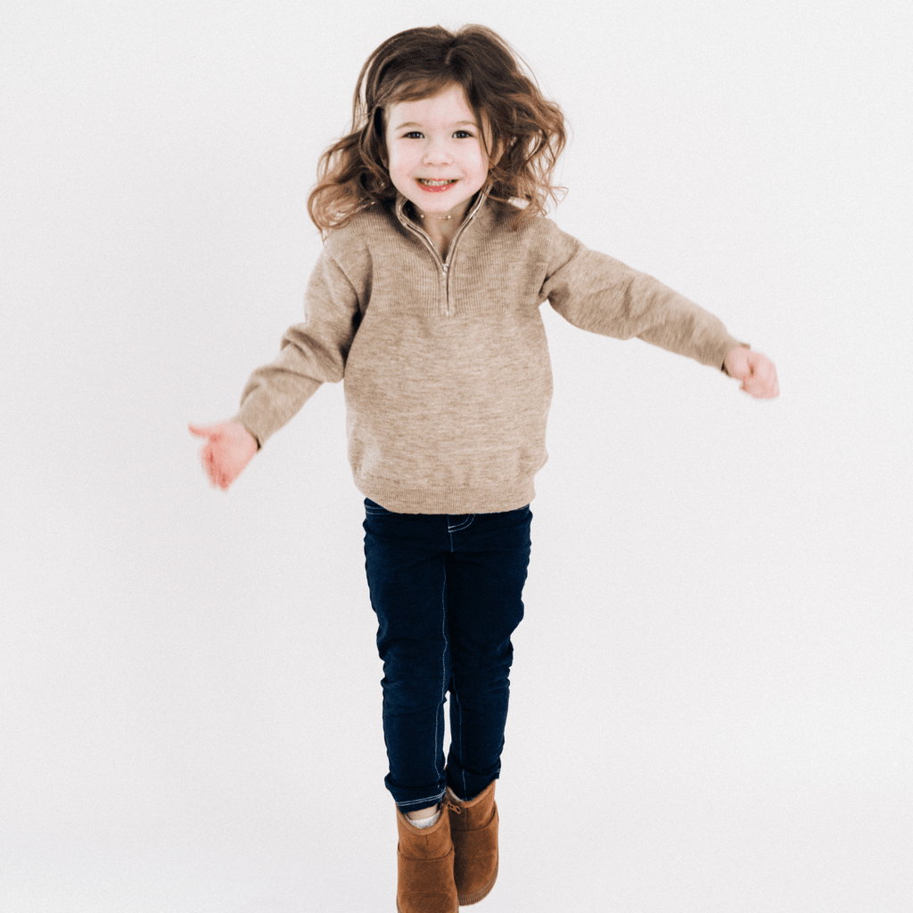Quarter Zip Sweater Sand - Child