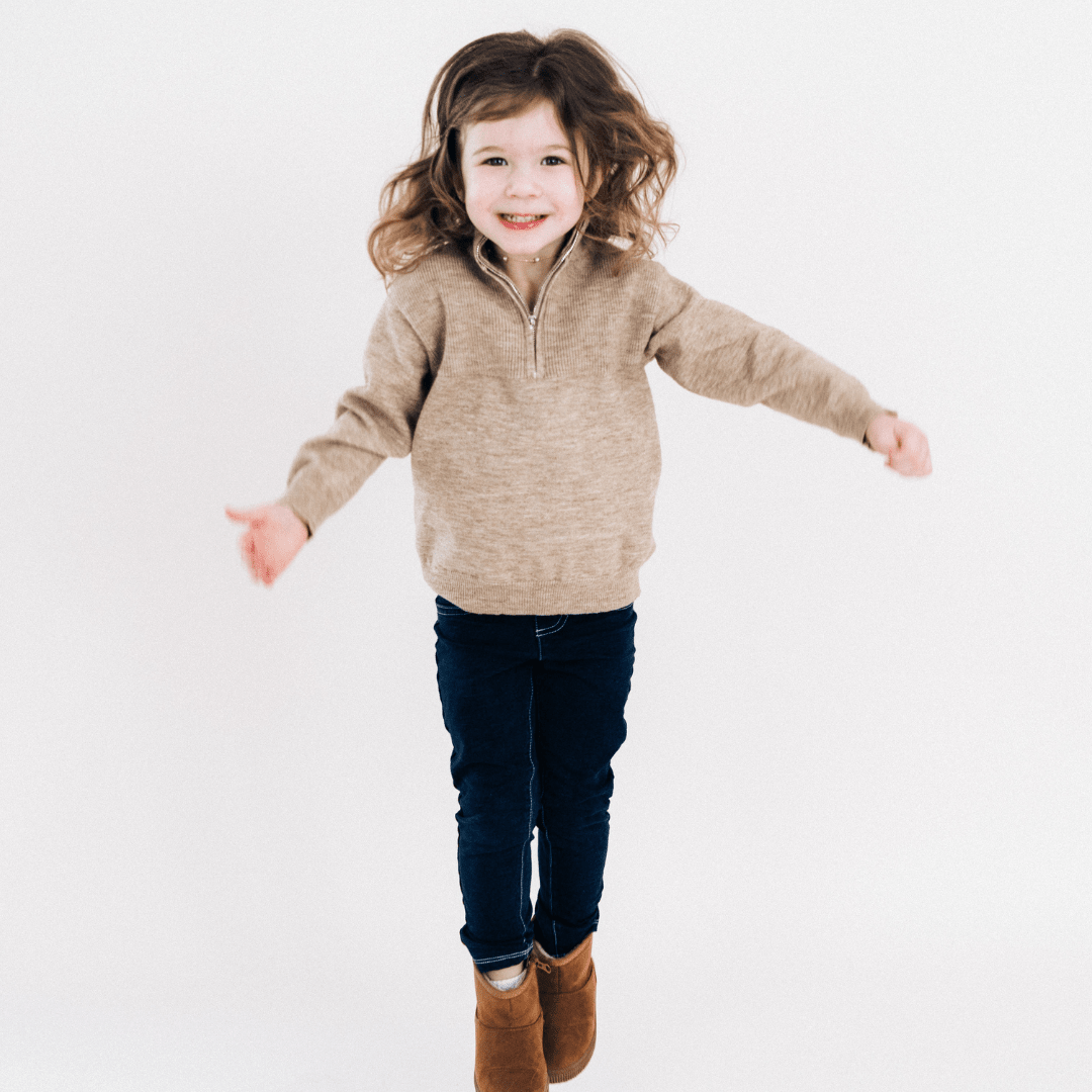 Quarter Zip Sweater Sand - Child
