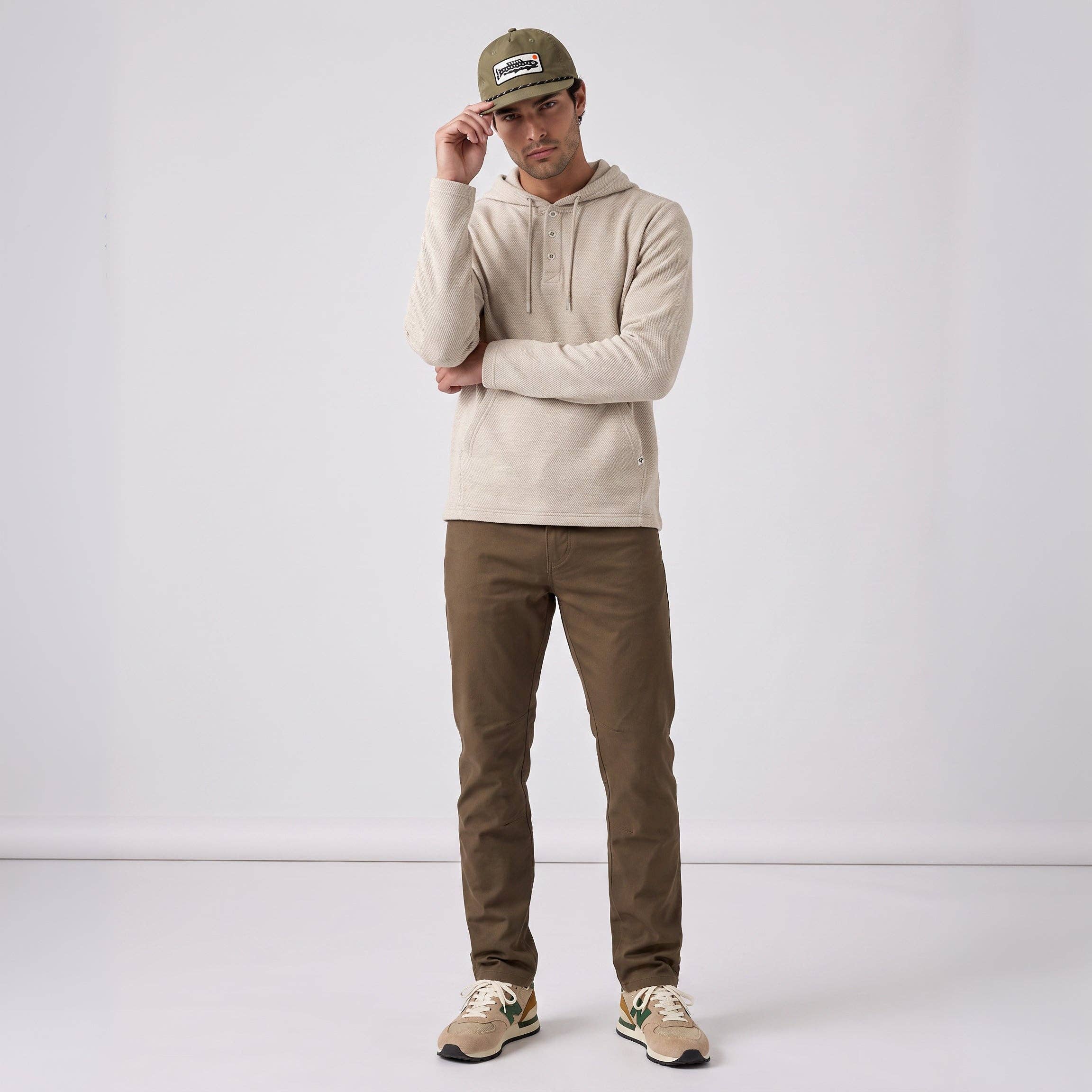 Men's Lichen Stretch Flannel Hooded Henley