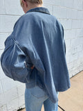 EASY LIVING MINERAL-WASHED COTTON DENIM OVERSIZED POCKET TOP