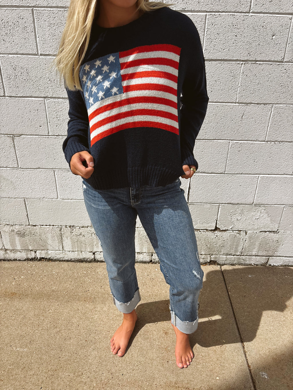 American Flag Lightweight Sweater