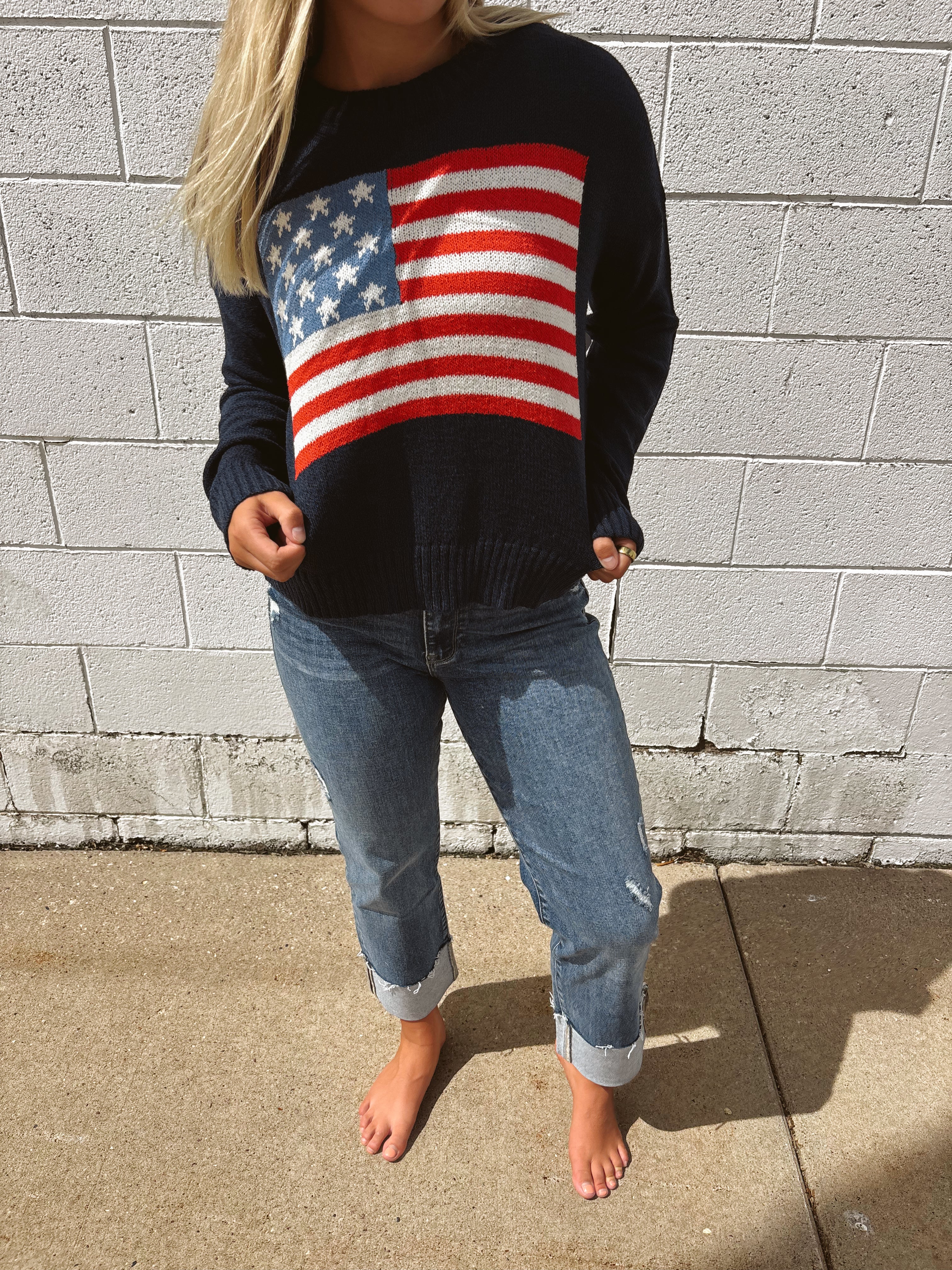 American Flag Lightweight Sweater