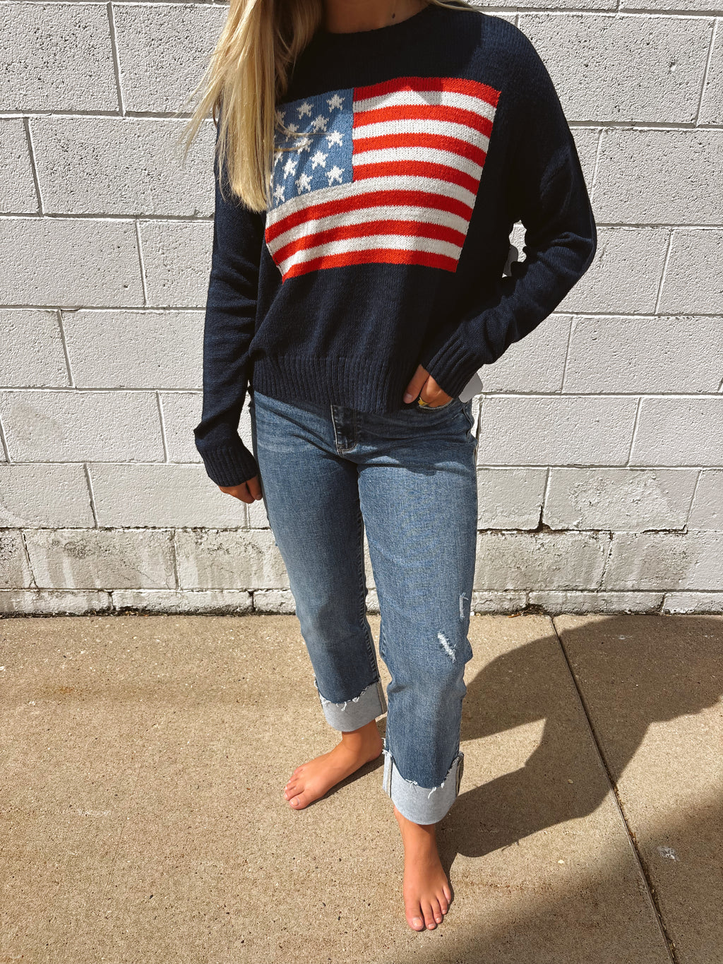 American Flag Lightweight Sweater
