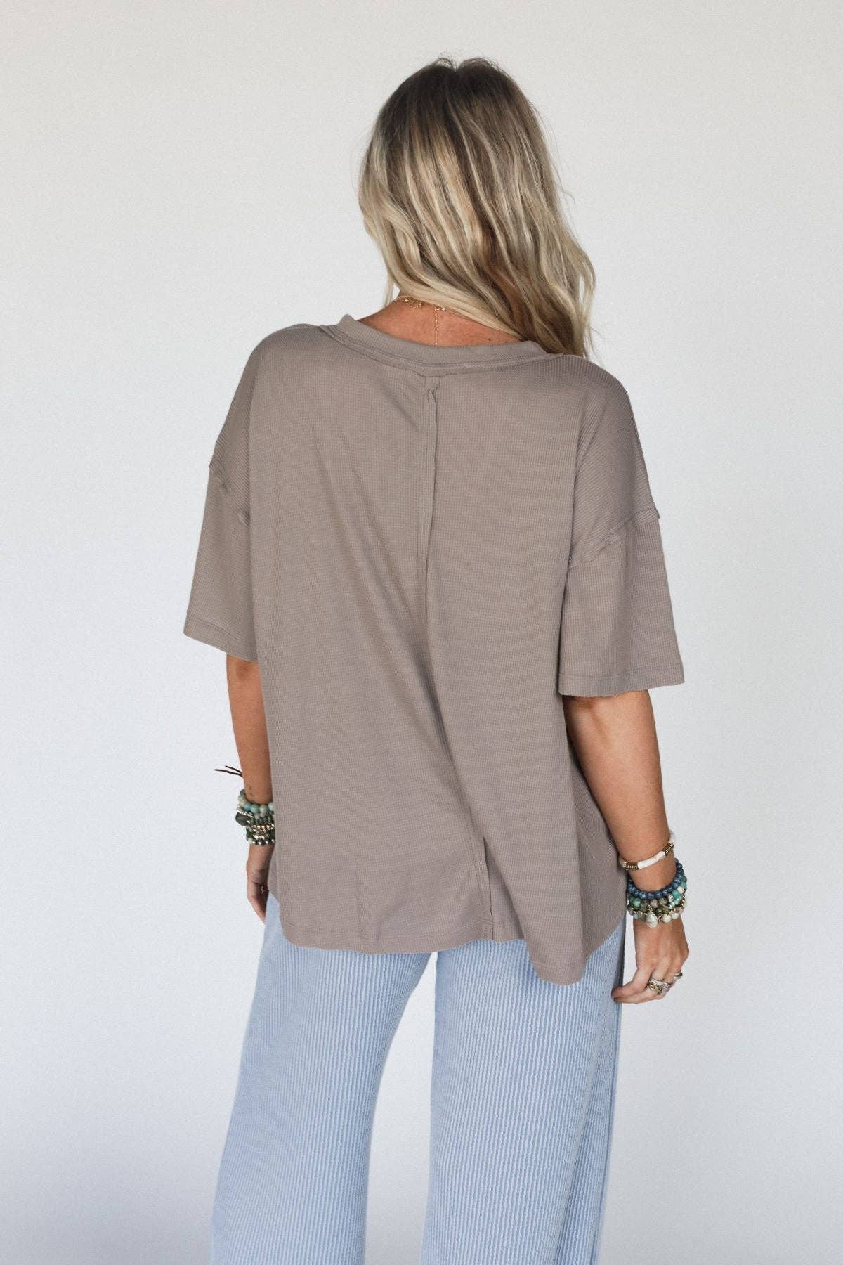 Soft Plume Henley Top - Mocha