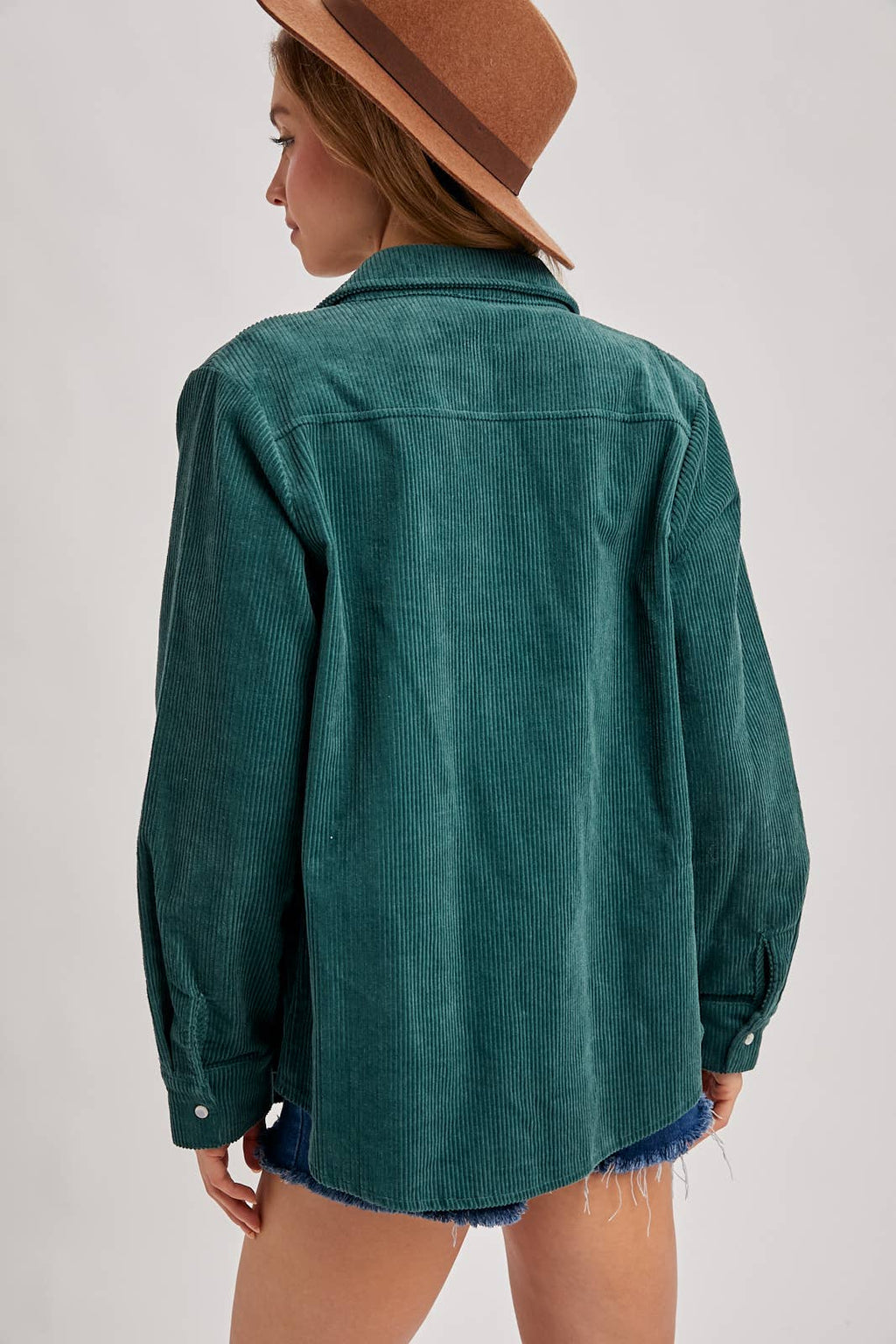 CORDUROY BUTTON DOWN SHACKET WITH POCKETS