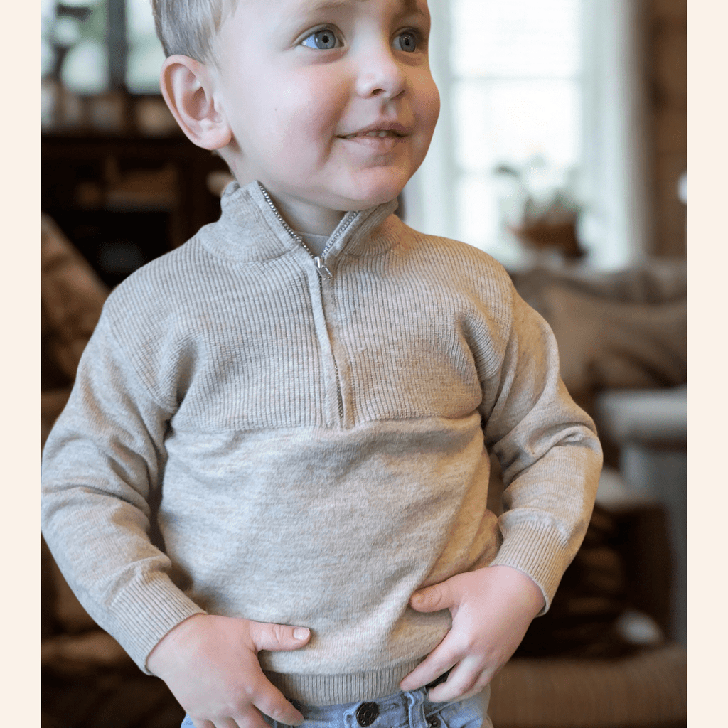 Quarter Zip Sweater Sand - Child