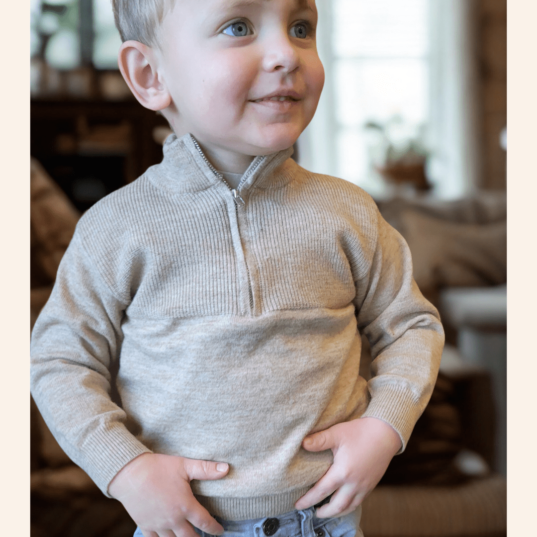 Quarter Zip Sweater Sand - Child