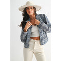 CET26255 Denim Plaid Button-Front Jacket