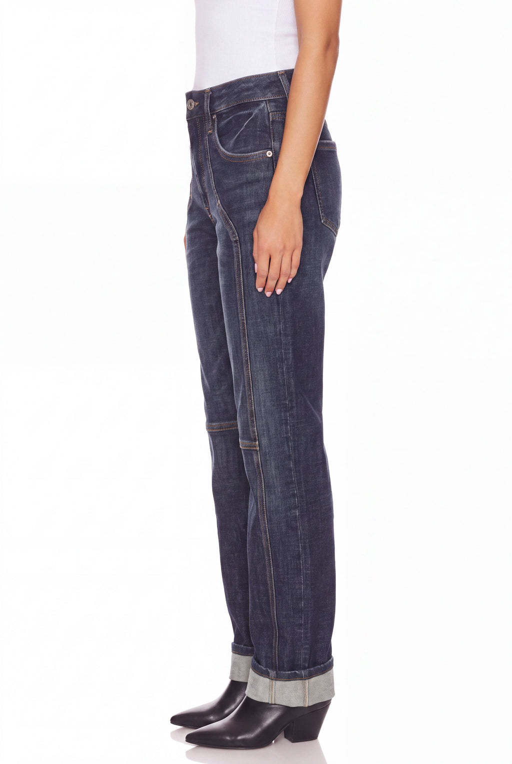 HIGH RISE TUMMY CONTROL WESTERN DETAILING STRAIGHT LEG JEANS