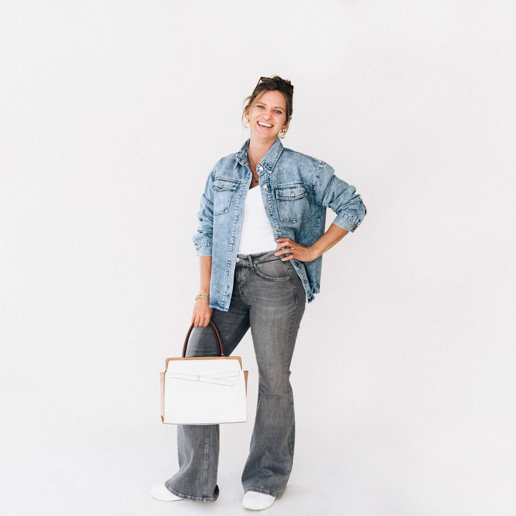 Blue Raw Hem Denim Jean Jacket - Women