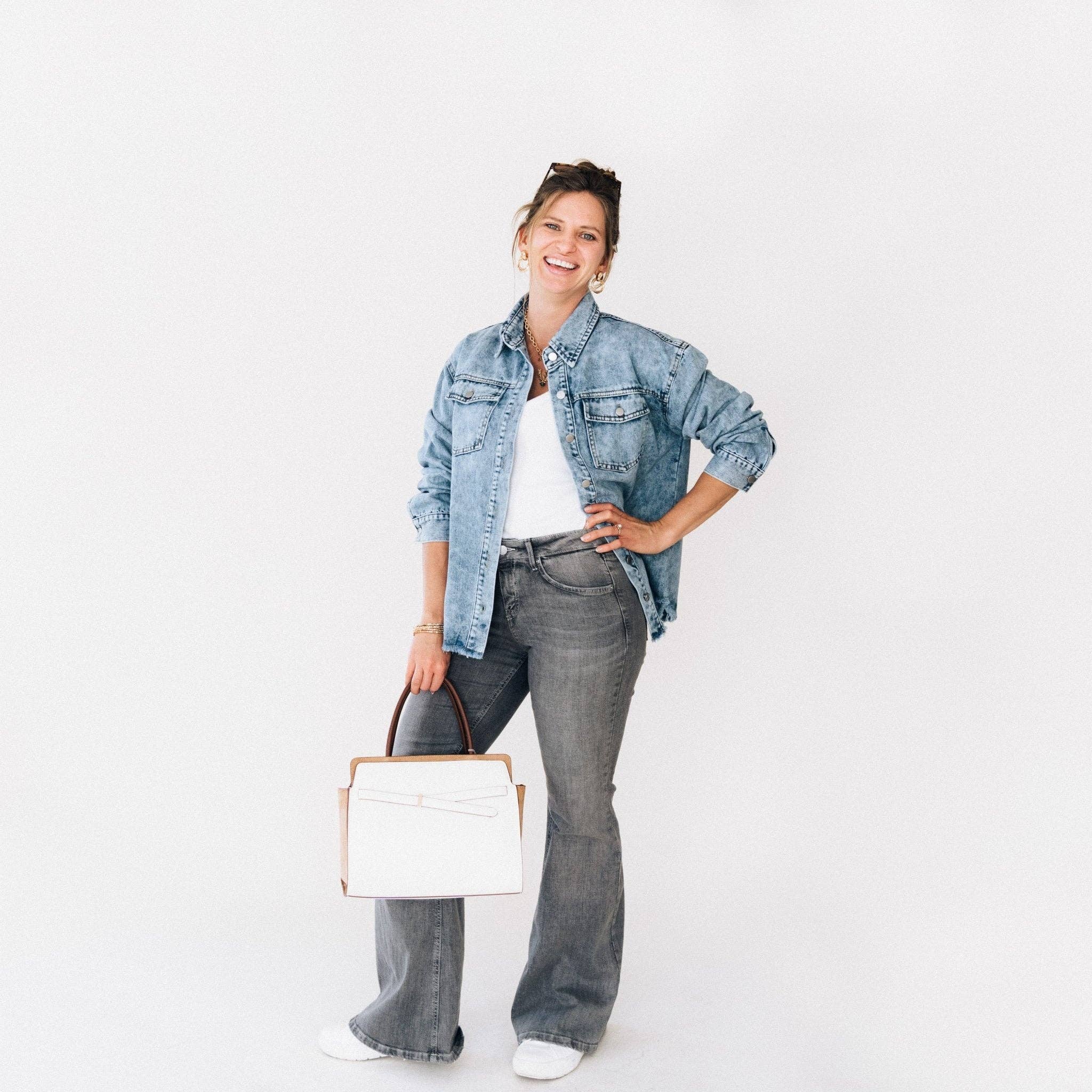 Blue Raw Hem Denim Jean Jacket - Women