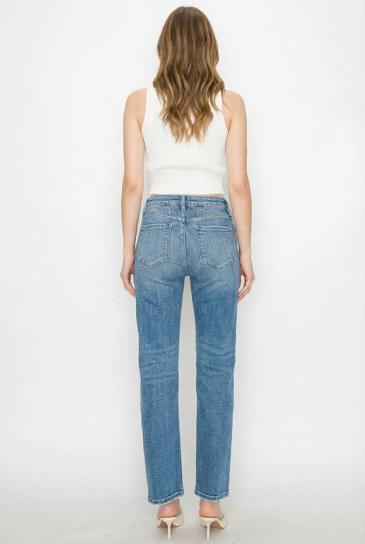WESTERN DETAILING HIGH RISE STRAIGHT LEG JEANS
