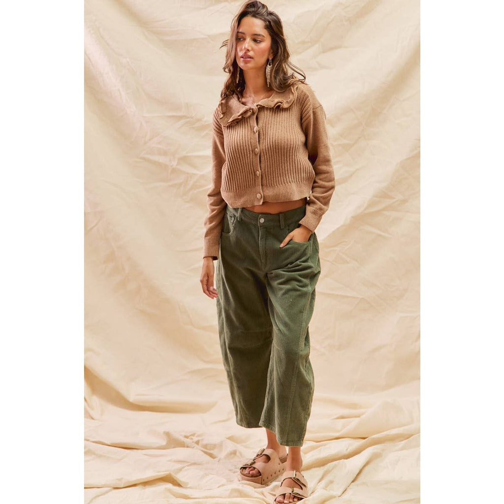 MID RISE CORDUROY BARREL PANTS