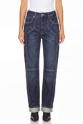 HIGH RISE TUMMY CONTROL WESTERN DETAILING STRAIGHT LEG JEANS