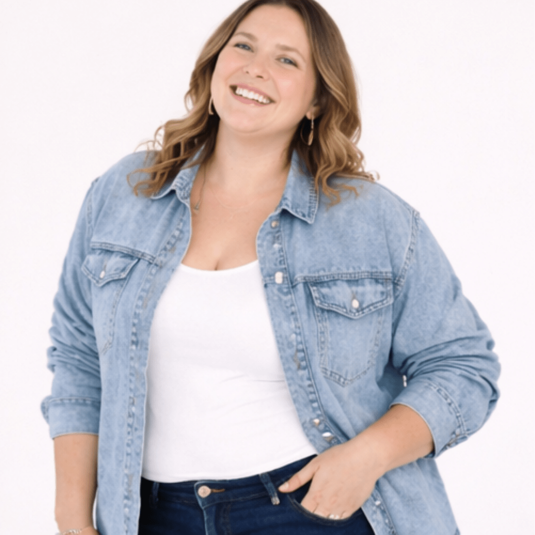 Blue Raw Hem Denim Jean Jacket - Women