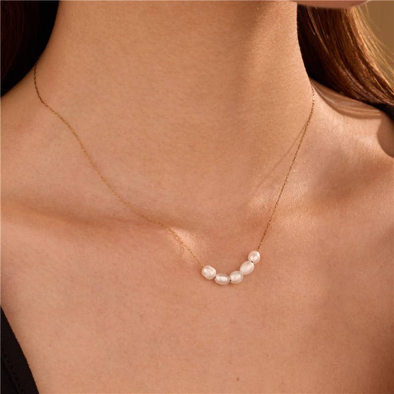 STAINLESS STEEL NON-TARNISH PEARL NECKLACE