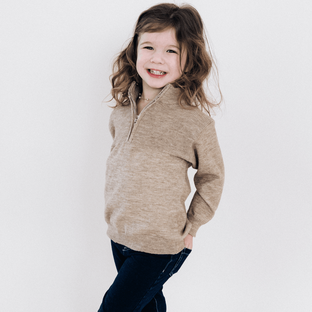 Quarter Zip Sweater Sand - Child